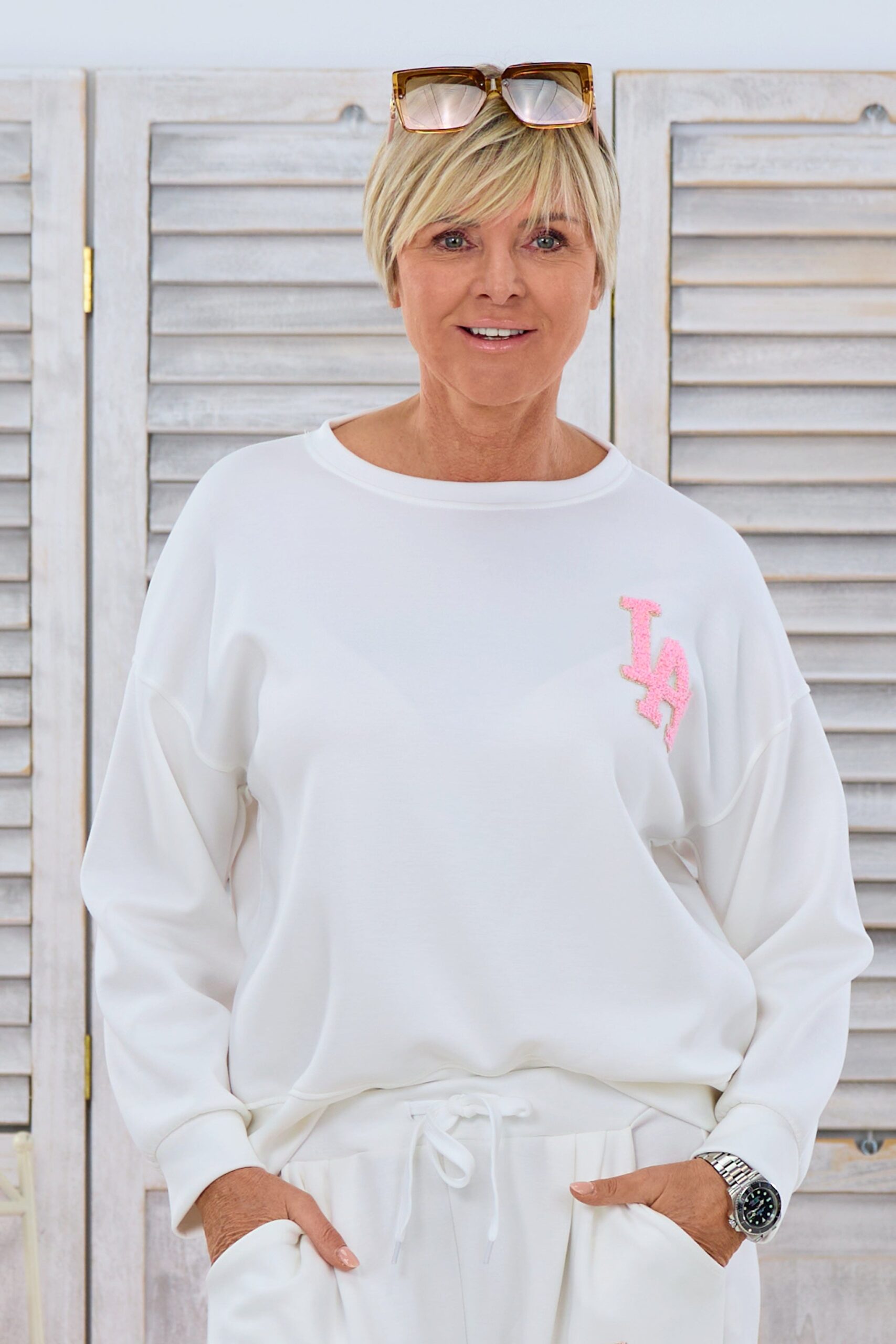 Cozy Shirt mit LA-Flock, ecru-rosa – Bild 5