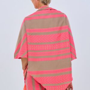 Dreieckstuch mit Schlaufe, taupe-neon apricot