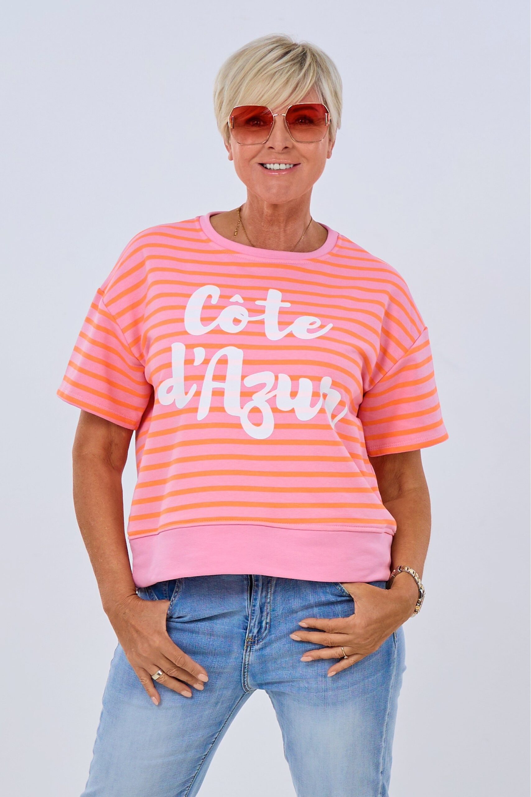 Kurzarm Sweaty Cote d'Azur, altrosa-orange – Bild 3
