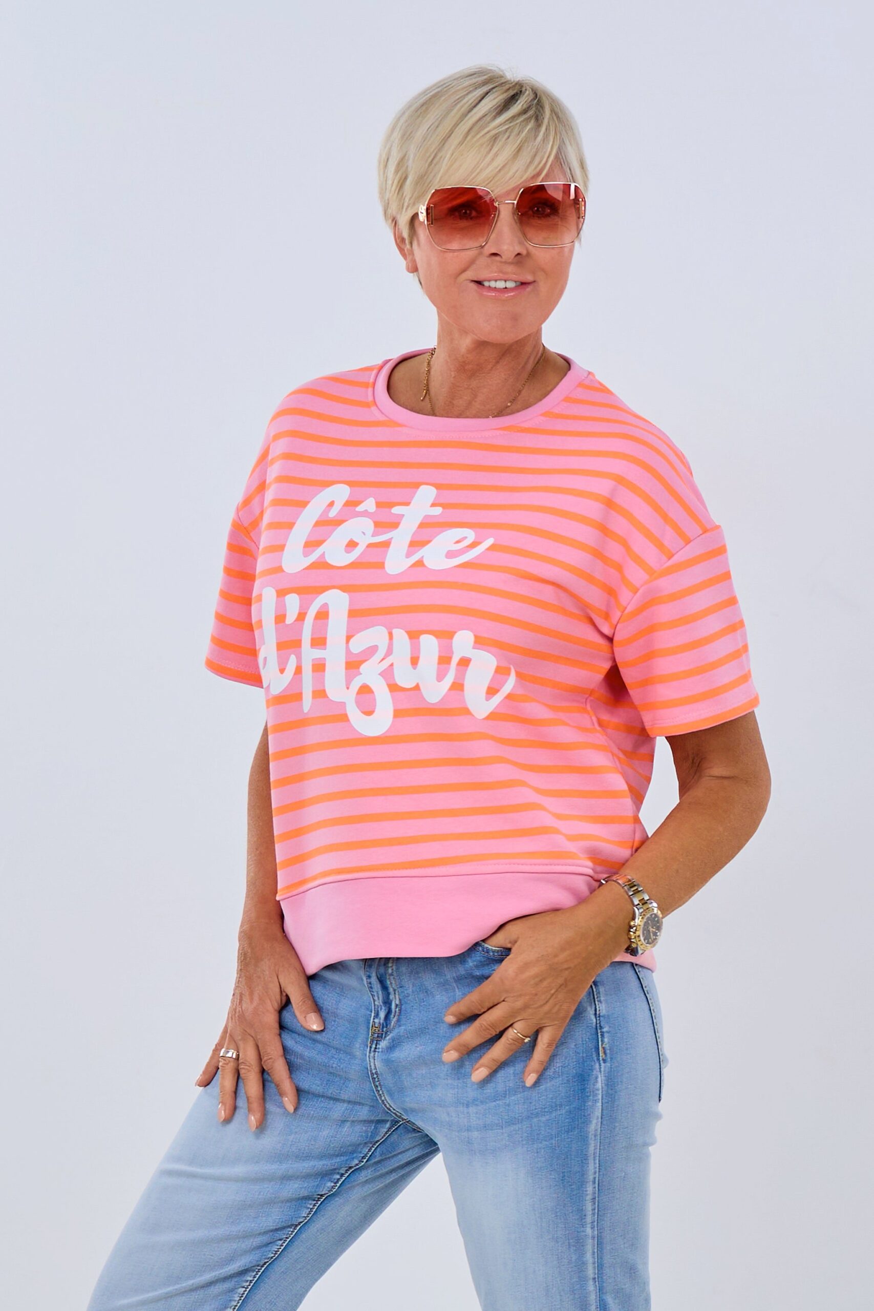 Kurzarm Sweaty Cote d'Azur, altrosa-orange – Bild 4