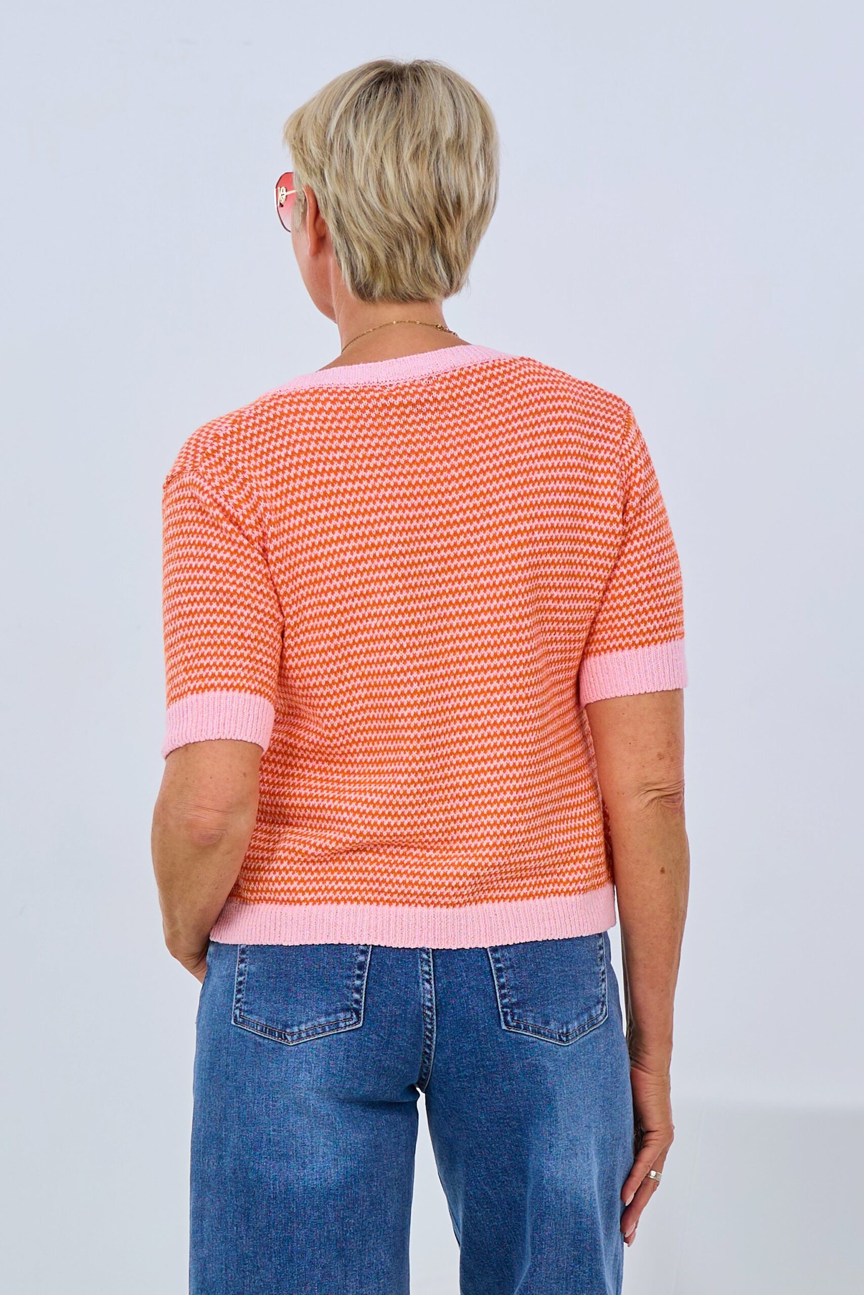 Kurzarm Cardigan, orange-rosa – Bild 3