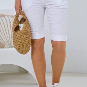 Shorts mit Blumen-Gürtel, weiß