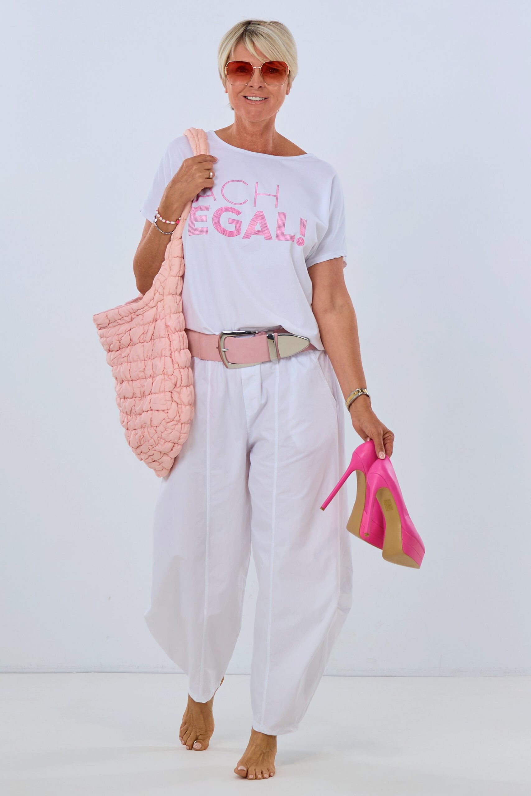 T-Shirt ach egal, weiß-pink – Bild 2