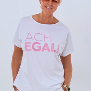 T-Shirt ach egal, weiß-pink