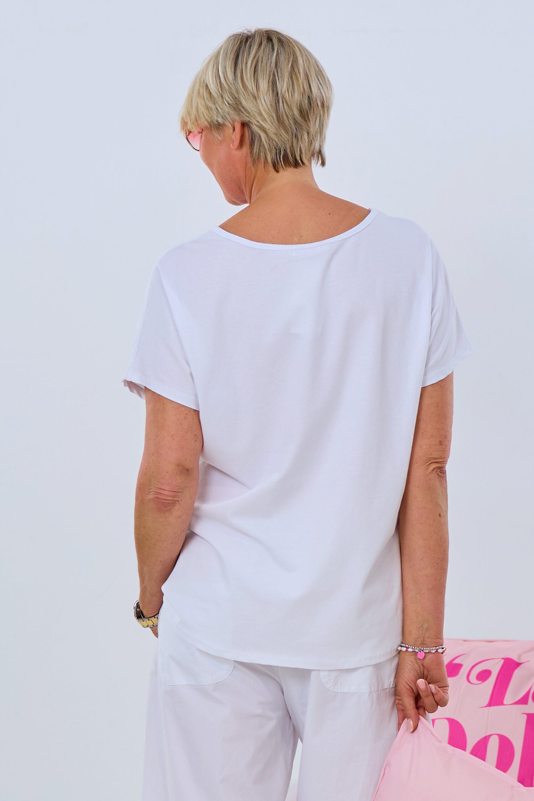 T-Shirt ach egal, weiß-pink – Bild 4