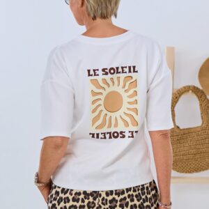 Weiches Shirt mit LE SOLEIL Print, ecru