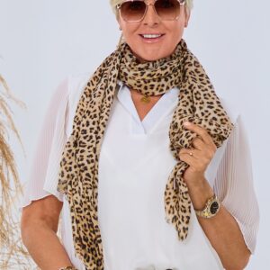 Feines Tuch mit Leomuster, braun/taupe