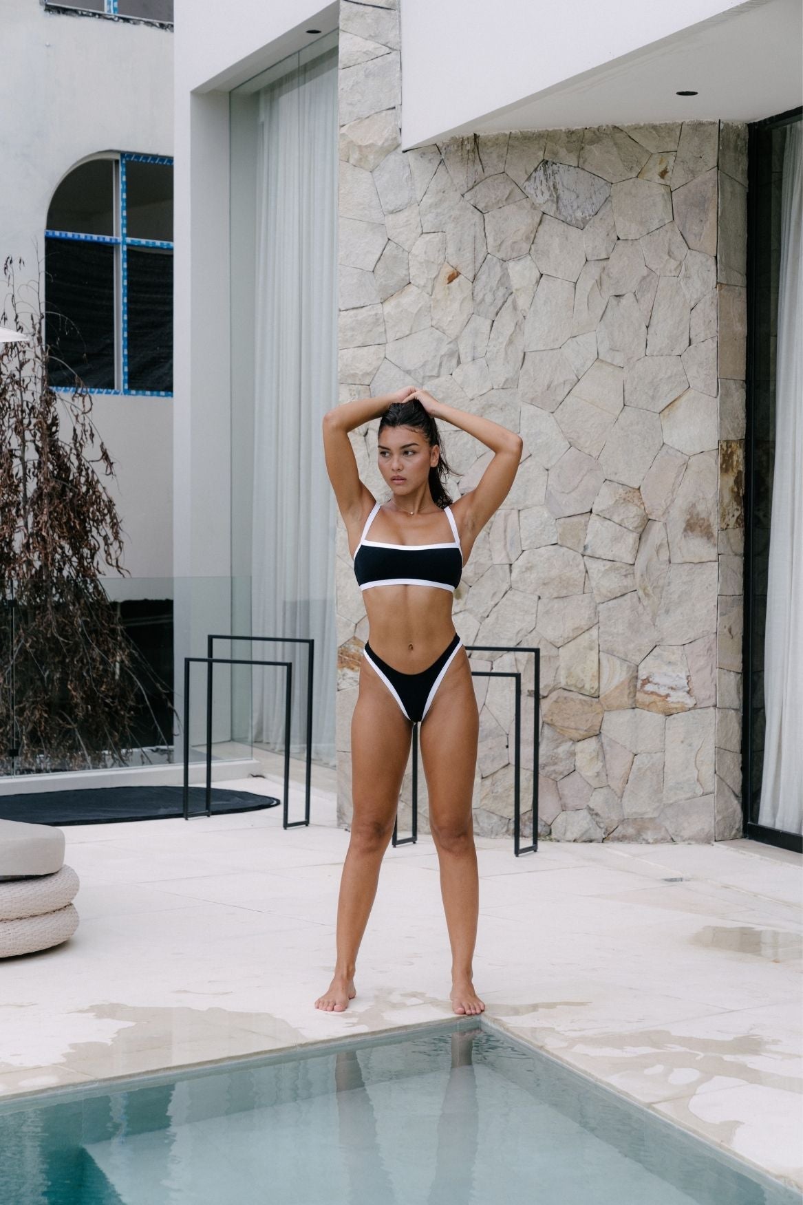 Bikini Oberteil Evelyn - Schwarz & Weiß Frottee – Bild 5