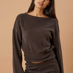 Boatneck Sweater Bio-Baumwolle - Chocolate Rib