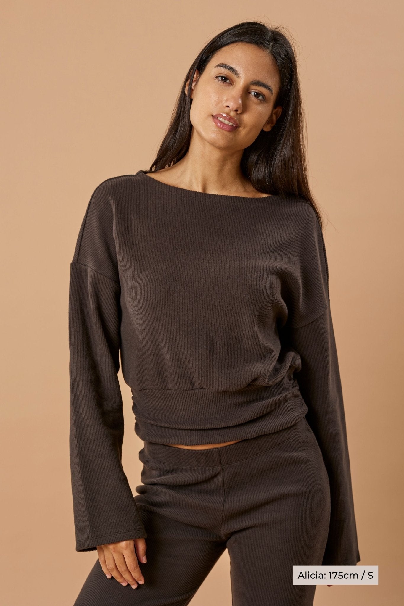 Boatneck Sweater Bio-Baumwolle - Chocolate Rib