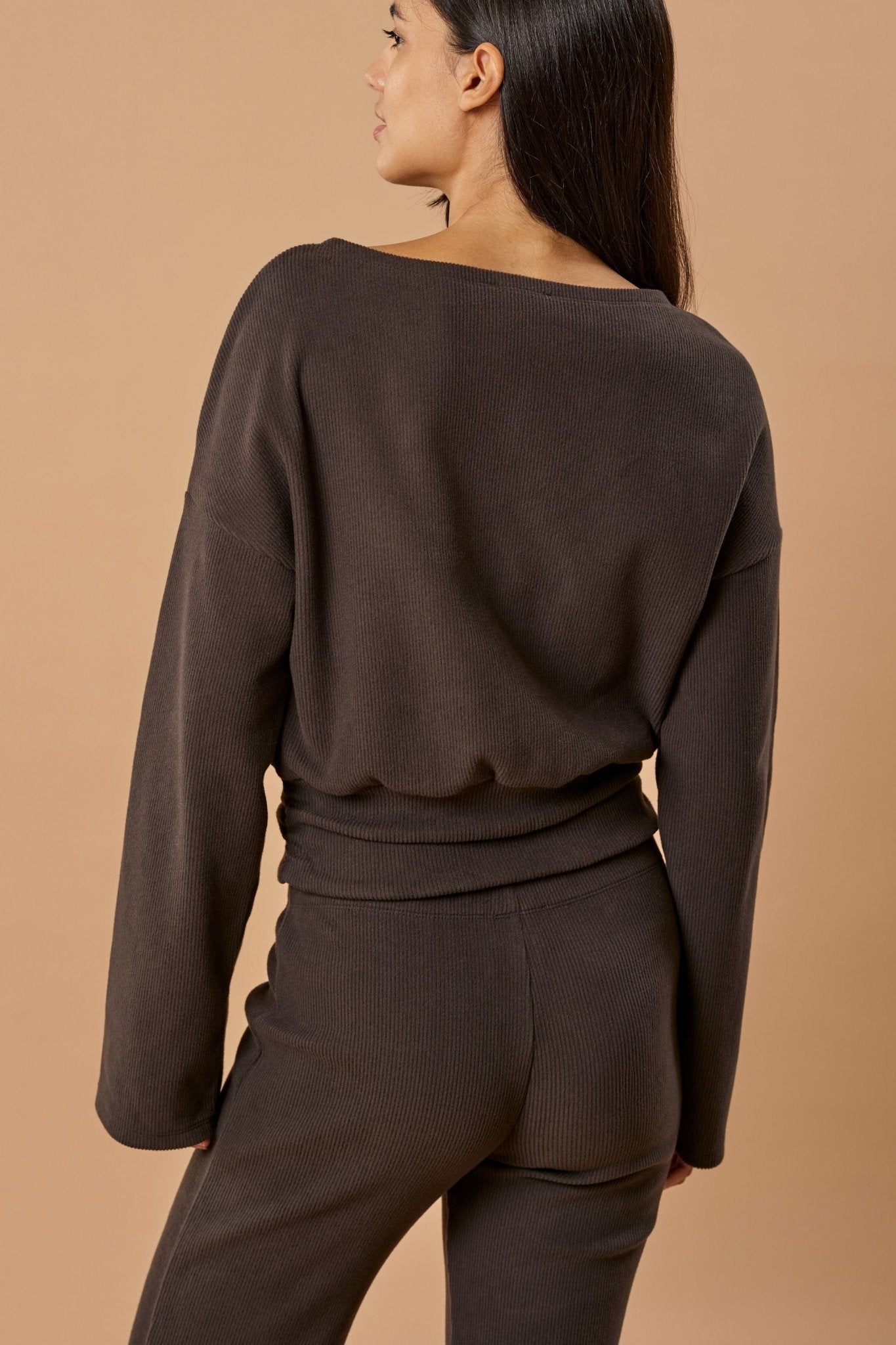 Boatneck Sweater Bio-Baumwolle - Chocolate Rib – Bild 2