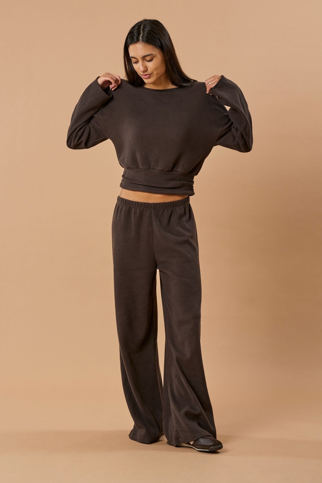 Boatneck Sweater Bio-Baumwolle - Chocolate Rib – Bild 3