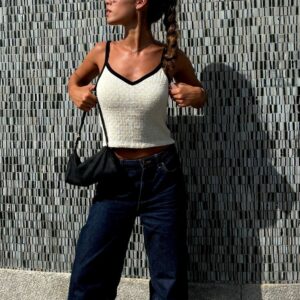 Contrast Stricktop Bio-Baumwolle - Ecru