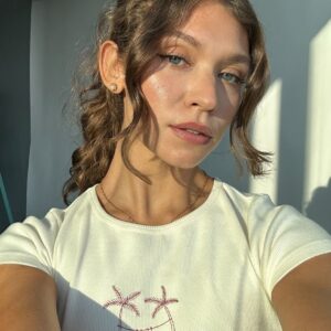 Crop Top Palm Tree Bio-Baumwolle - Off-White