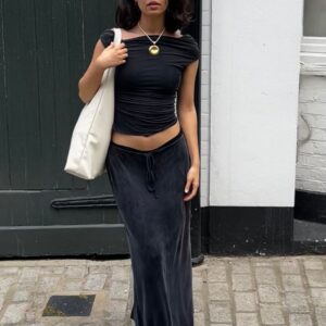 Midi Slip Skirt Cupro - Faded Black