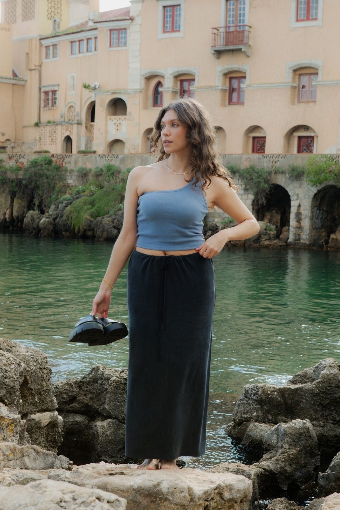 Midi Slip Skirt Cupro - Faded Black – Bild 8