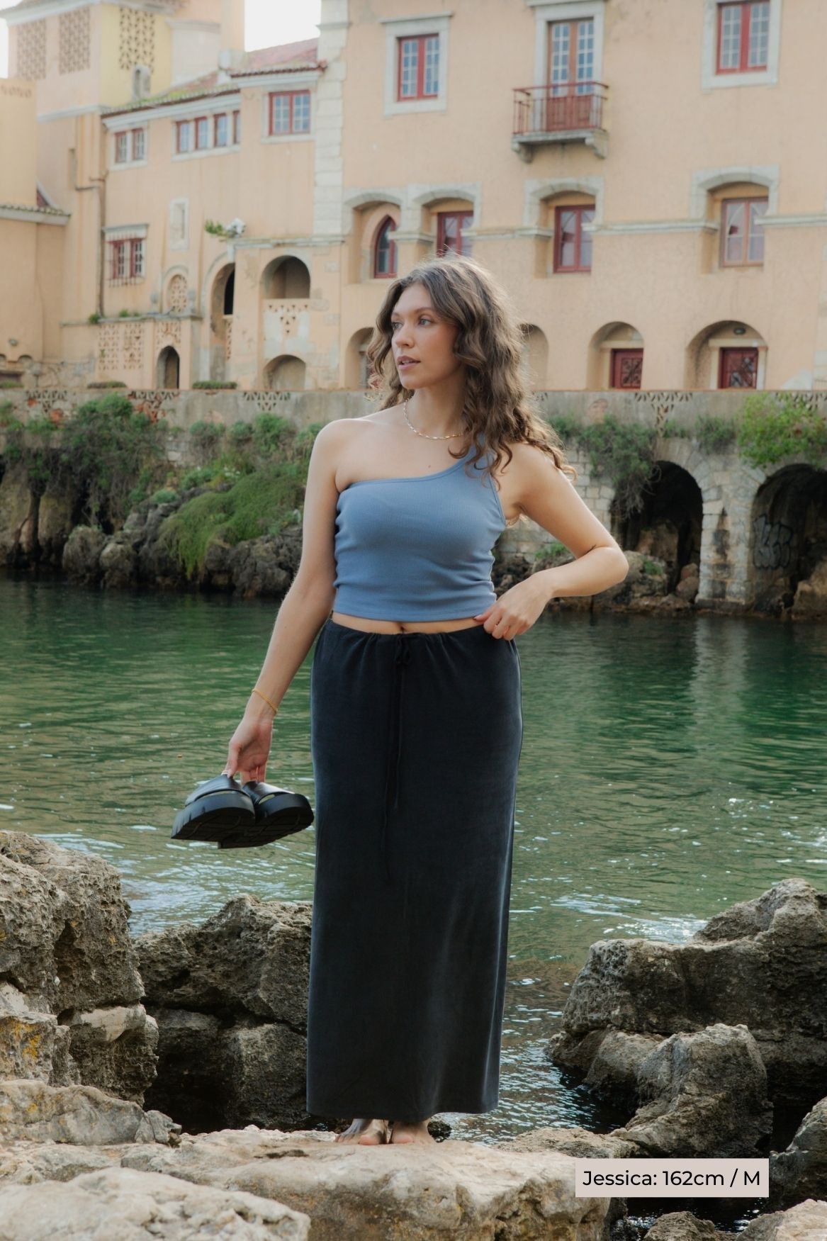 One-Shoulder Tank Top Bio-Baumwolle - Babyblau – Bild 6