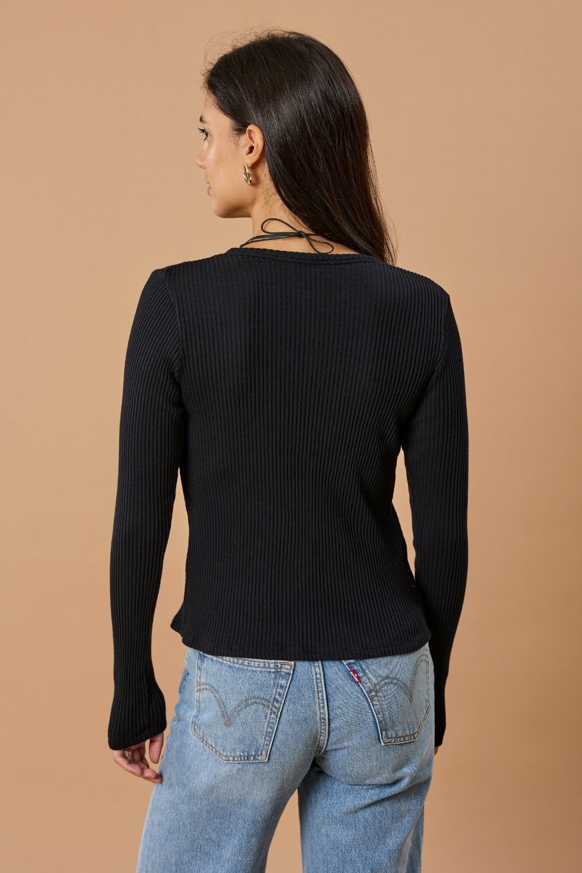 Ribbed Cardigan Bio-Baumwolle - Schwarz – Bild 5