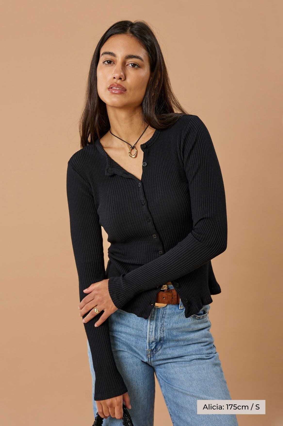 Ribbed Cardigan Bio-Baumwolle - Schwarz
