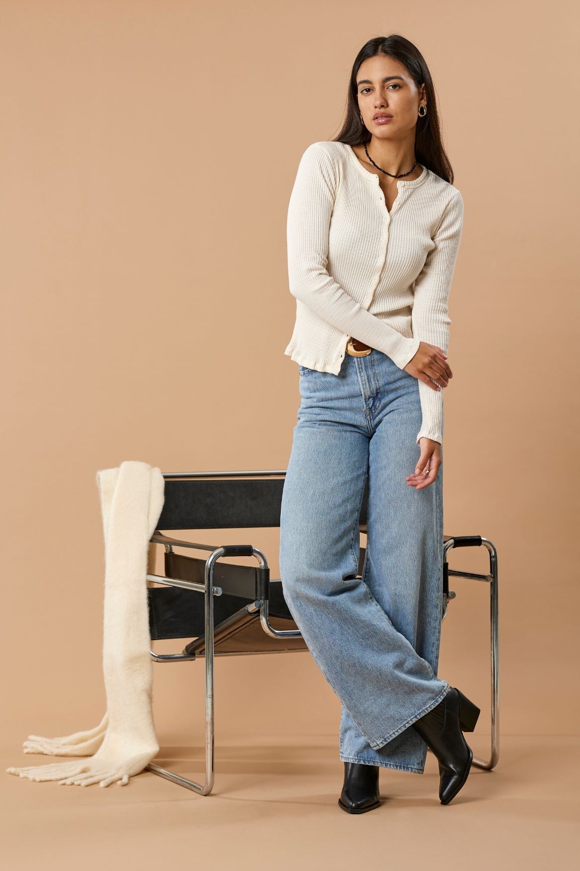 Ribbed Cardigan Bio-Baumwolle - Off-White – Bild 7
