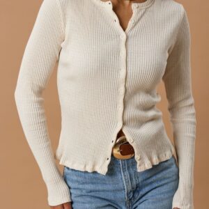 Ribbed Cardigan Bio-Baumwolle - Off-White