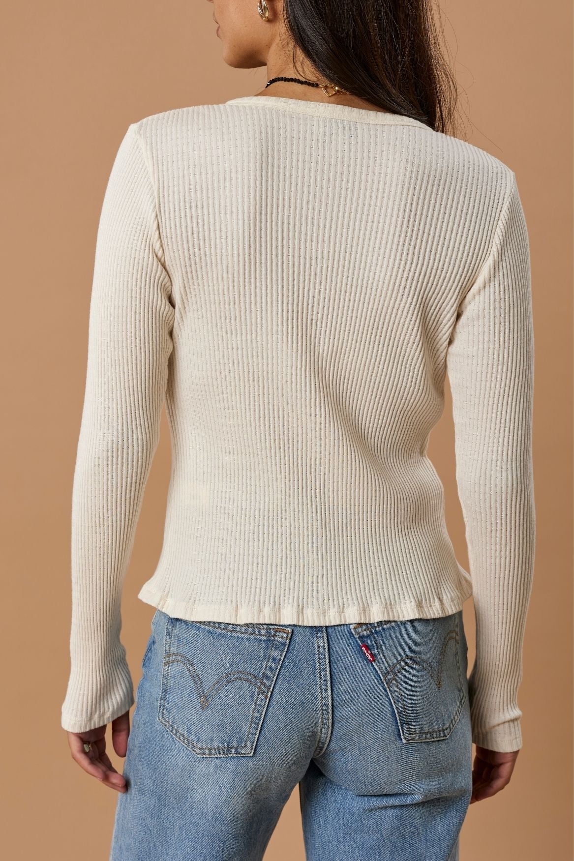 Ribbed Cardigan Bio-Baumwolle - Off-White – Bild 4
