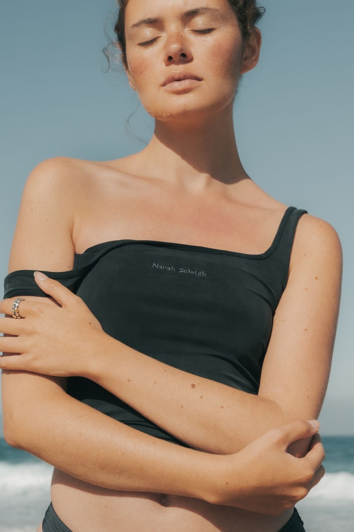Square Neck Tank Top Cupro - Faded Black – Bild 2
