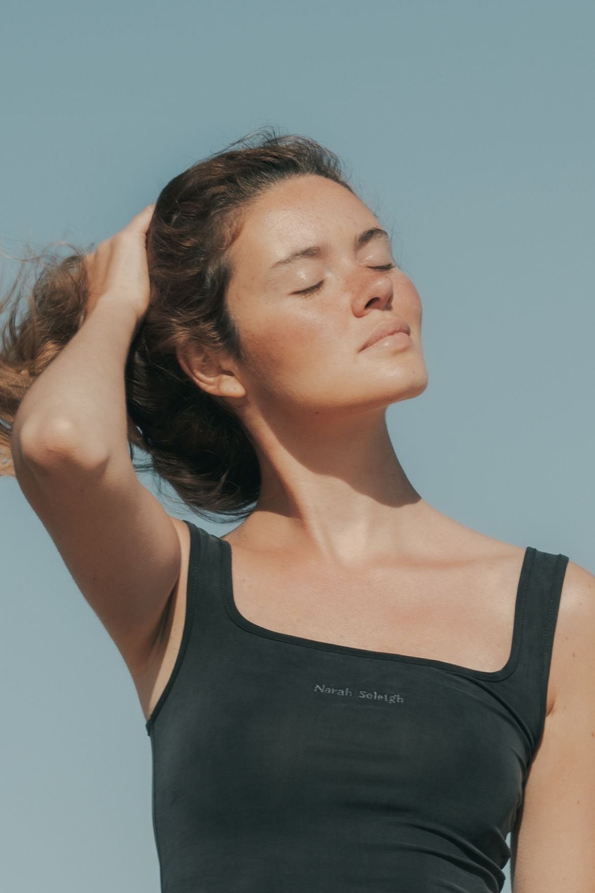 Square Neck Tank Top Cupro - Faded Black – Bild 4