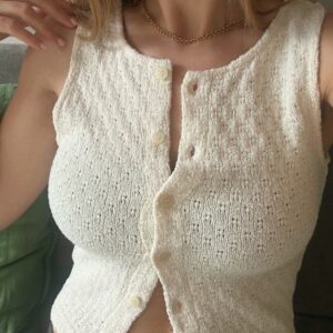 Buttoned Knit Top Bio-Baumwolle - Ecru