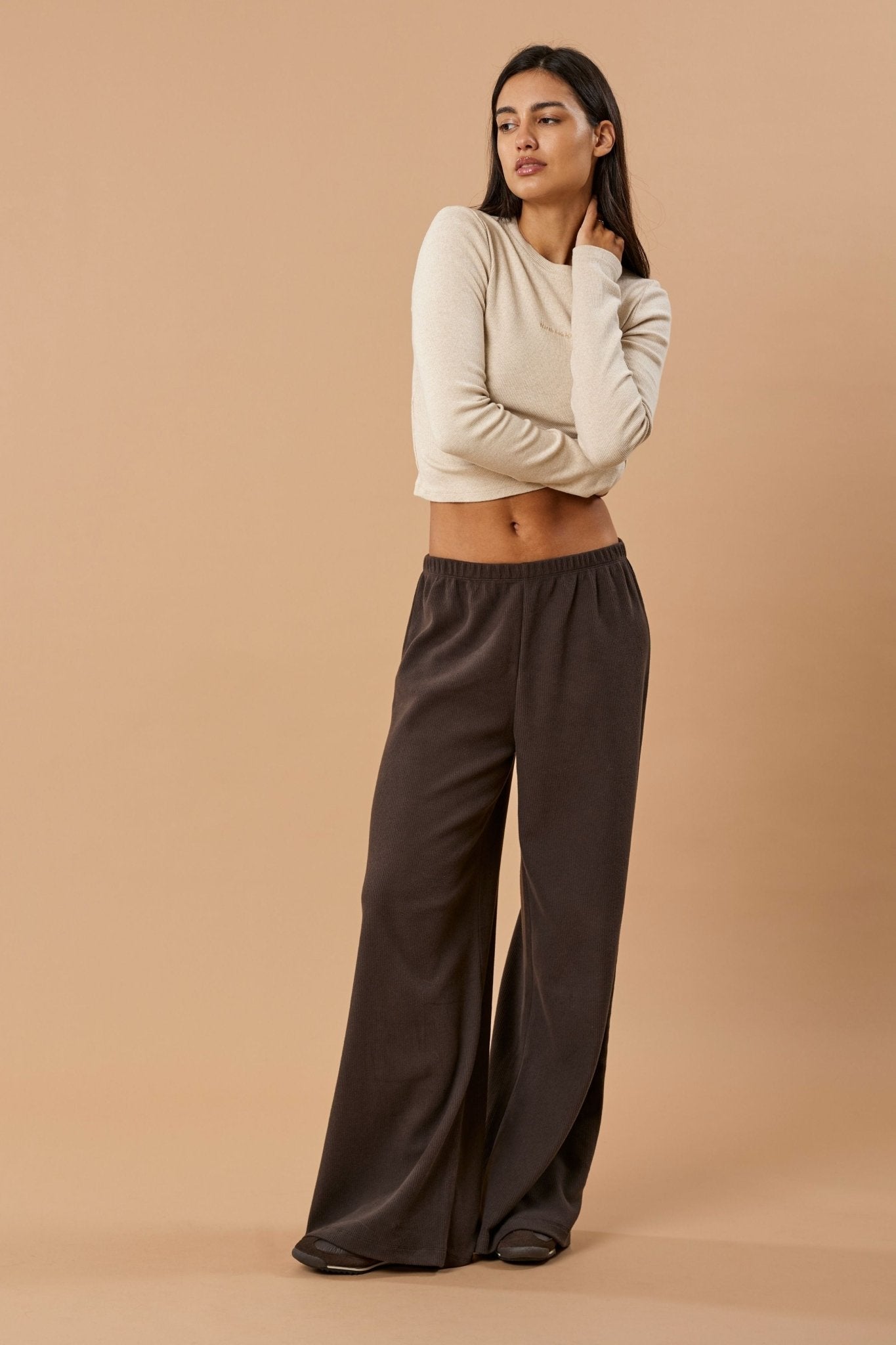 Wide Leg Pant Bio-Baumwolle - Chocolate Rib – Bild 2
