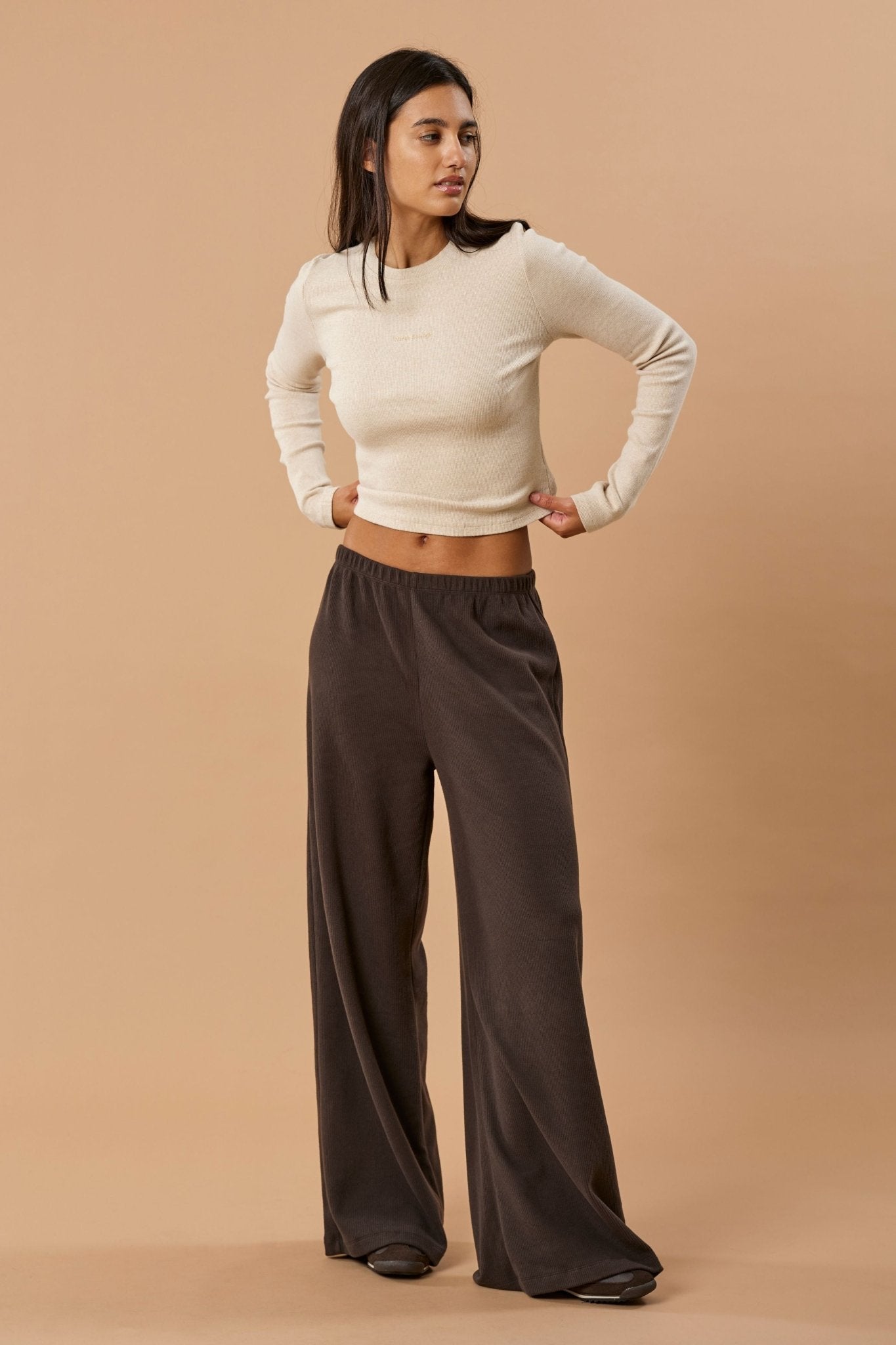 Wide Leg Pant Bio-Baumwolle - Chocolate Rib – Bild 6