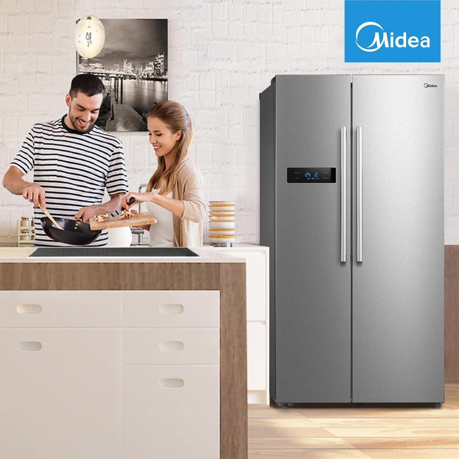 Midea KS-DDX 6.32 WT Side-by-Side Kühl-/Gefrierkombination/ 178,8 cm Hhe/ 254 kWh/Jahr/No Frost/Dual Inverter Compressor/mit 3in1 Wasser-/Eisspender und Wassertank, Dark Inox – Bild 52