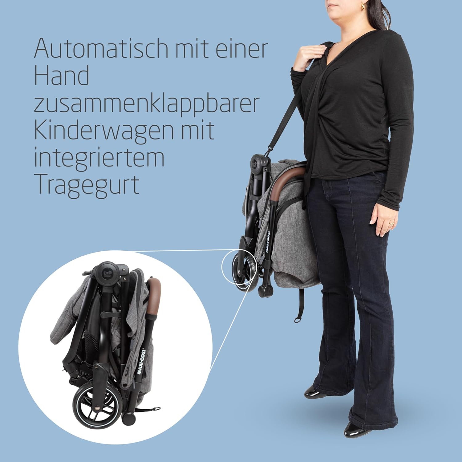 Maxi-Cosi Lara2 Baby Kinderwagen, 0–4 Jahre, 0–22 kg, federleichter, kompakter Buggy, 3 Liegepositionen, flache Liegeposition, klein zusammenklappbar, Schultergurt, Essential Graphite – Bild 18