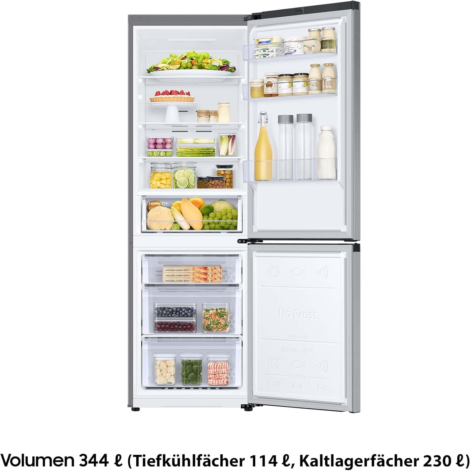Kühl-Gefrier-Kombination, Kühlschrank mit Gefrierfach, 203 cm, 390 l Gesamtvolumen, 114 l Gefrierteil, AI Energy Mode, Edelstahl-Look, RL38C600CSA/EG – Bild 4