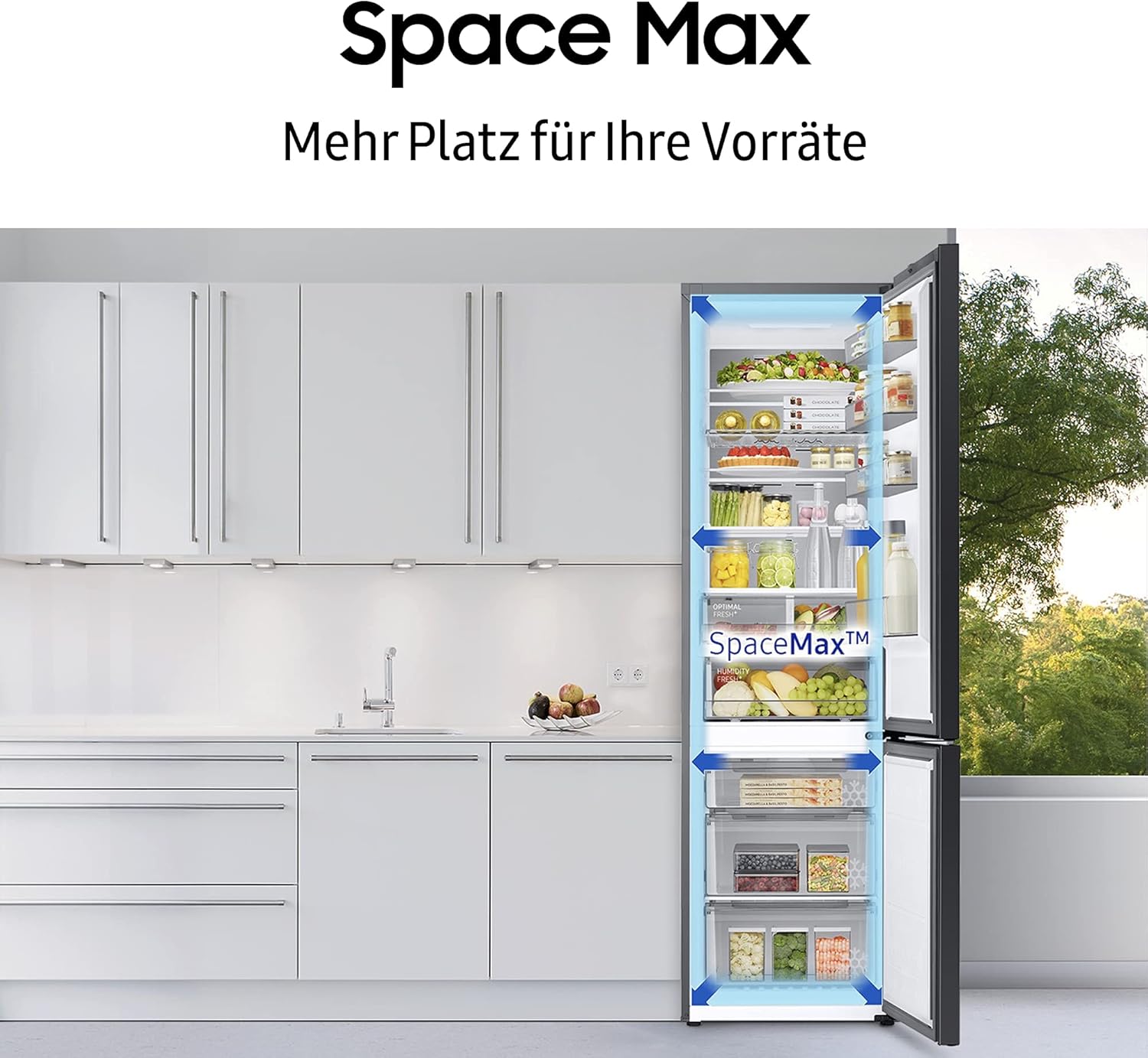Kühl-Gefrier-Kombination, Kühlschrank mit Gefrierfach, 203 cm, 390 l Gesamtvolumen, 114 l Gefrierteil, AI Energy Mode, Edelstahl-Look, RL38C600CSA/EG – Bild 7