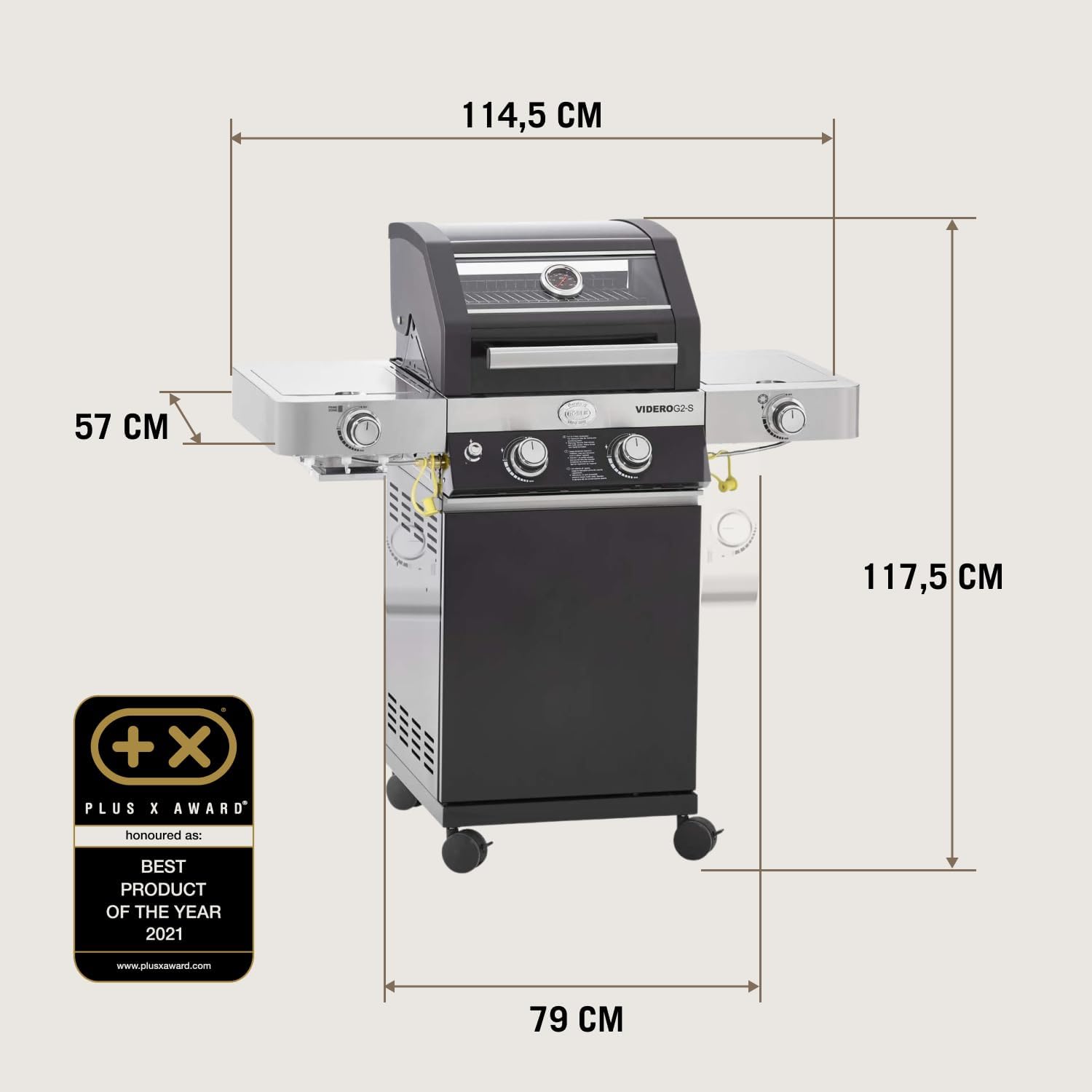 RÖSLE Elektrogrill BBQ-Portable Videro E2-P, tragbarer Tischgrill mit 2 Brennern, Warmhalterost und Deckel mit Glaseinsatz, pulverbeschichteter Stahl, schwarz/silbern – Bild 36