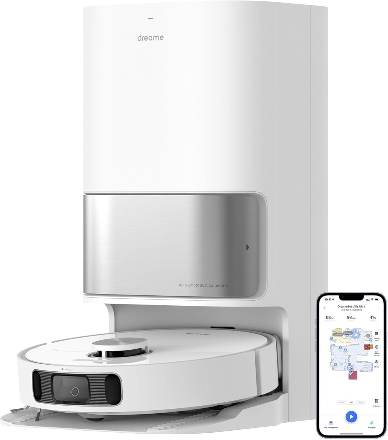 dreame L10s Pro Ultra Heat Roboter Staubsauger mit Automatische Moppreinigung mit heiem Wasser, Moppverlngerung, 7.000 Pa Saugkraft, Doppelte Mopp- und Bodenreinigung, Teppicherkennung – Bild 4