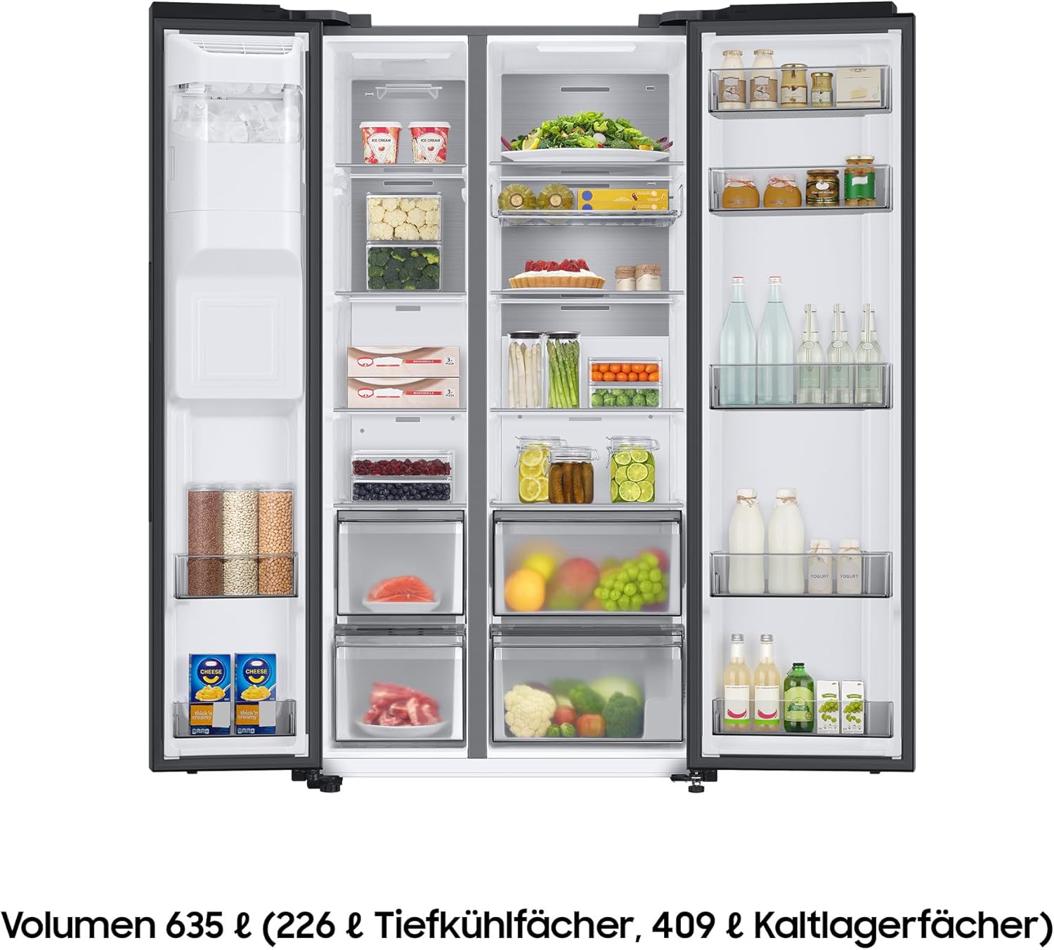 Samsung Side-by-Side-Kühlschrank mit Gefrierfach, 178 cm, 635 l, AI Energy Mode, Wasser- und Eisspender, No Frost+, Premium Black Steel, RS6GA854CB1/EG – Bild 13