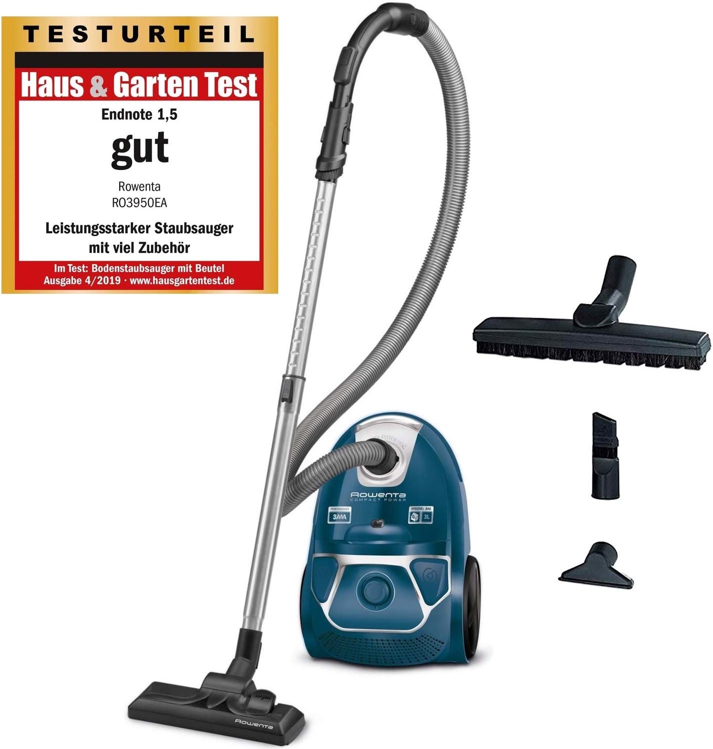 Rowenta RO3950 Staubsauger mit Beutel + 4er Pack Swirl R 39 Staubsaugerbeutel für Dauerhaft hohe Saugleistung, 3L Beutelvolumen, 750 W = 2000W, extrem leise, Hygienefilter, mit Parkettdüse – Bild 2