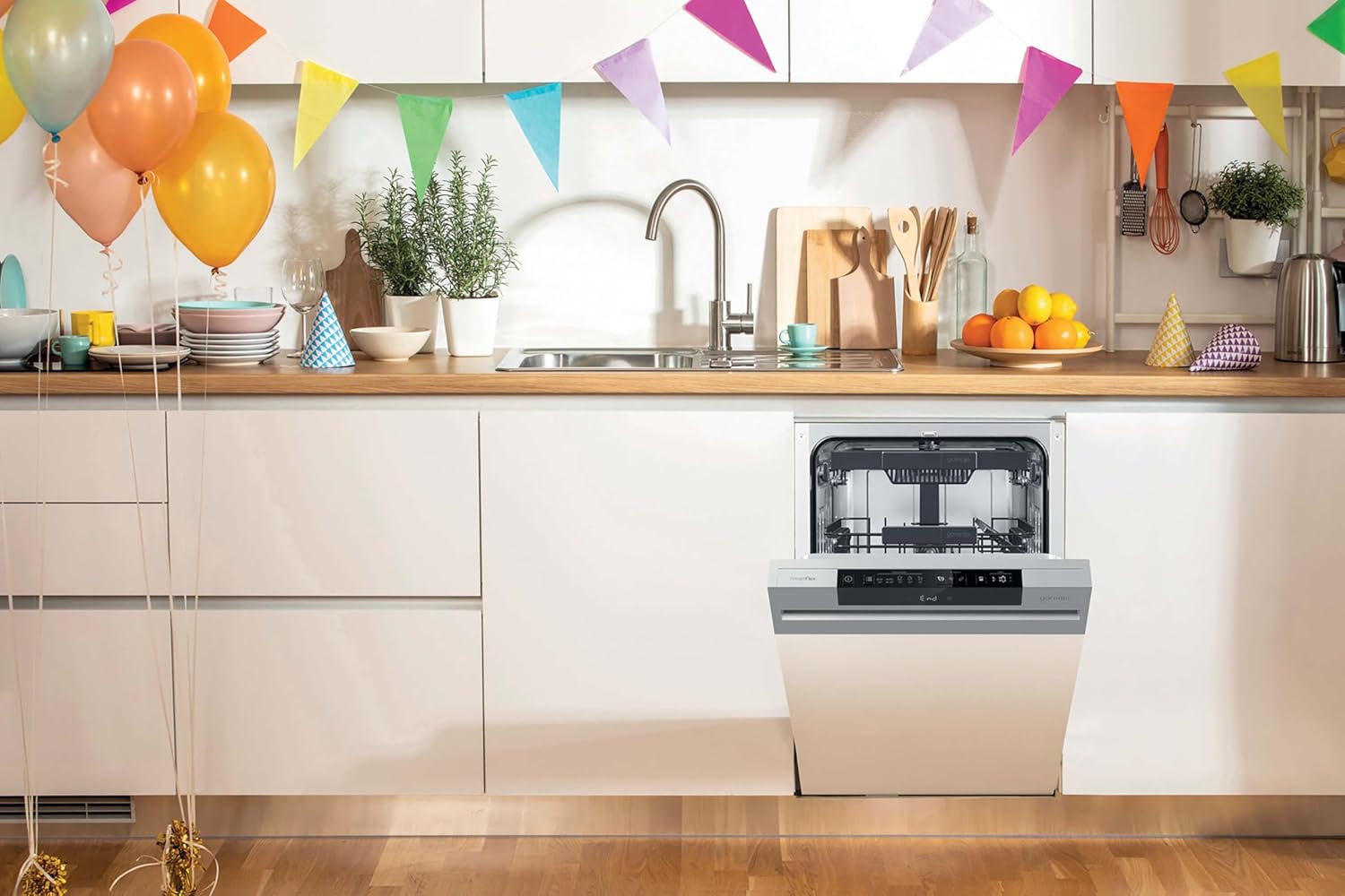 Gorenje GI 520 E15X Teilintegrierbarer Geschirrspüler / 45cm / 9 Maßgedecke / 5 Programme / 1h Reinigungsprogramm / höhenverstellbarer Oberkorb / vollständiger Überlaufschutz, Eingebaut, Edelstahl – Bild 46
