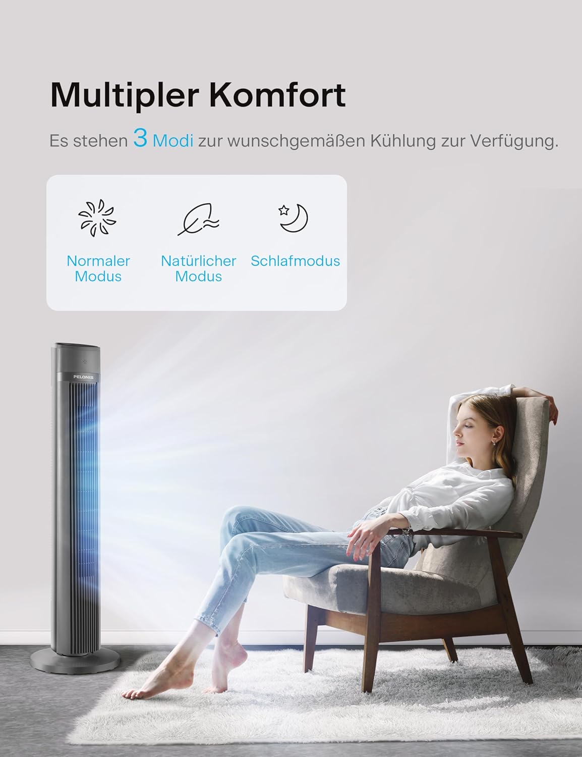 PELONIS Luftkühler mit Wasserkühlung, Klimaanlage Mobil, 5L Ventilator mit Wasserkühlung, Klimagert Luftbefeuchter mit Fernbedienung, 355m/h Klimaanlage Ohne Abluftschlauch – Bild 16