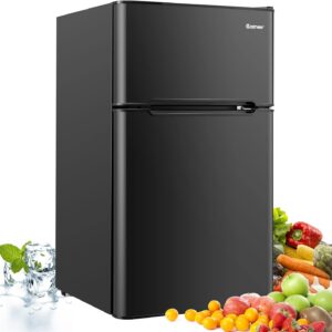 COSTWAY 90L Kühlschrank mit 27L Gefrierfach Kühl-Gefrier-Kombination Standkühlschrank Gefrierschrank mini Kühlschrank (weiß)