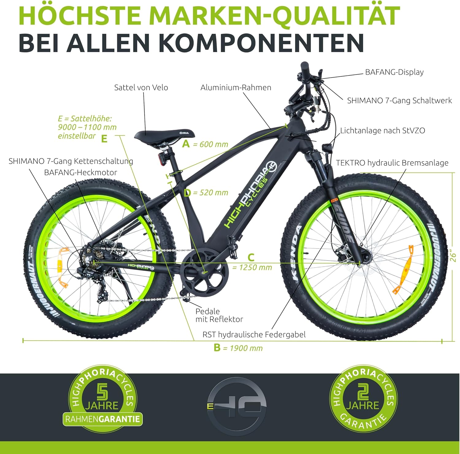 Highphoria Elektrofahrrad Erwachsene, 250W 25 km/h E-Bike mit Batterie, Starker Motor, Kettenschaltung, E-Mountainbike mit Hydraulische Federgabel Pedelec für Damen & Herren – Bild 28