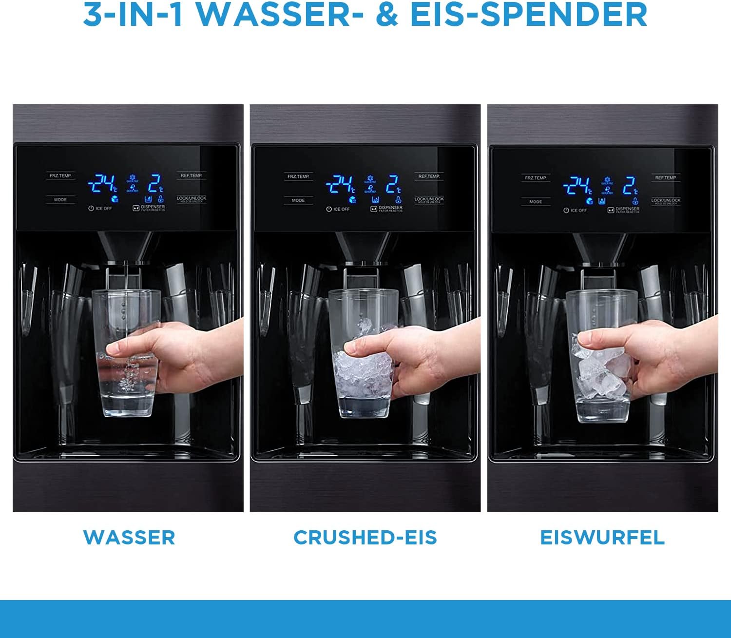 Midea KS-DDX 6.32 WT Side-by-Side Kühl-/Gefrierkombination/ 178,8 cm Hhe/ 254 kWh/Jahr/No Frost/Dual Inverter Compressor/mit 3in1 Wasser-/Eisspender und Wassertank, Dark Inox – Bild 30
