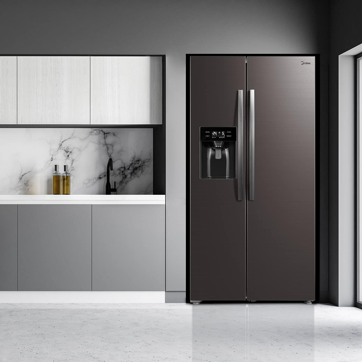 Midea KS-DDX 6.32 WT Side-by-Side Kühl-/Gefrierkombination/ 178,8 cm Hhe/ 254 kWh/Jahr/No Frost/Dual Inverter Compressor/mit 3in1 Wasser-/Eisspender und Wassertank, Dark Inox – Bild 27