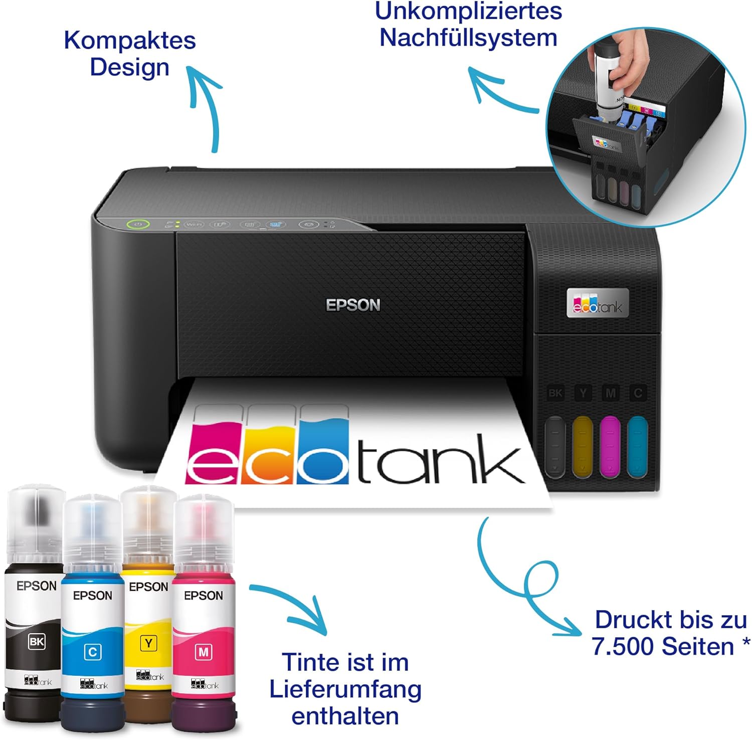 Epson EcoTank ET-2870 A4-Multifunktions-Wi-Fi-Tintentankdrucker, mit einem im Lieferumfang enthaltenen Vorrat an Tinten bis zu 3 Jahren – Bild 29