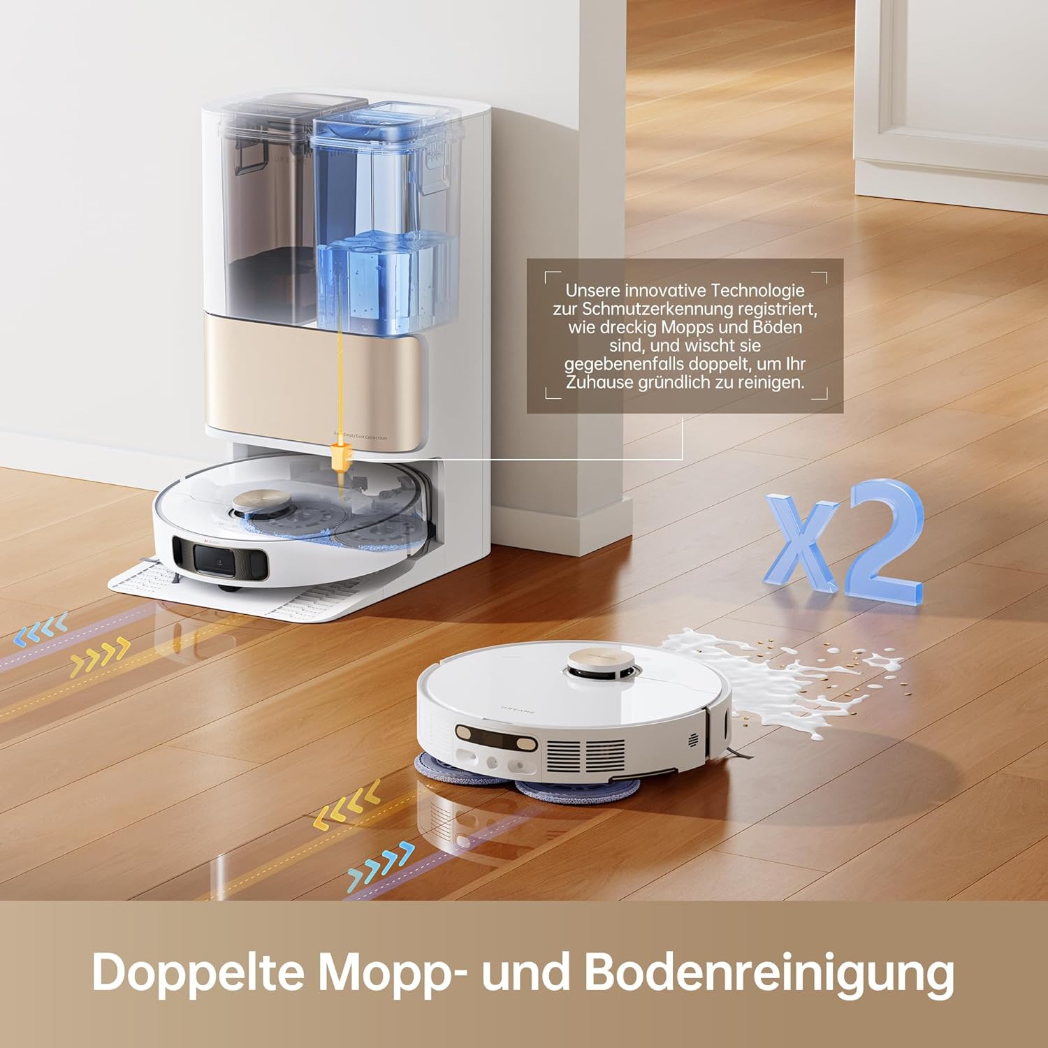 dreame L10s Pro Ultra Heat Roboter Staubsauger mit Automatische Moppreinigung mit heiem Wasser, Moppverlngerung, 7.000 Pa Saugkraft, Doppelte Mopp- und Bodenreinigung, Teppicherkennung – Bild 7