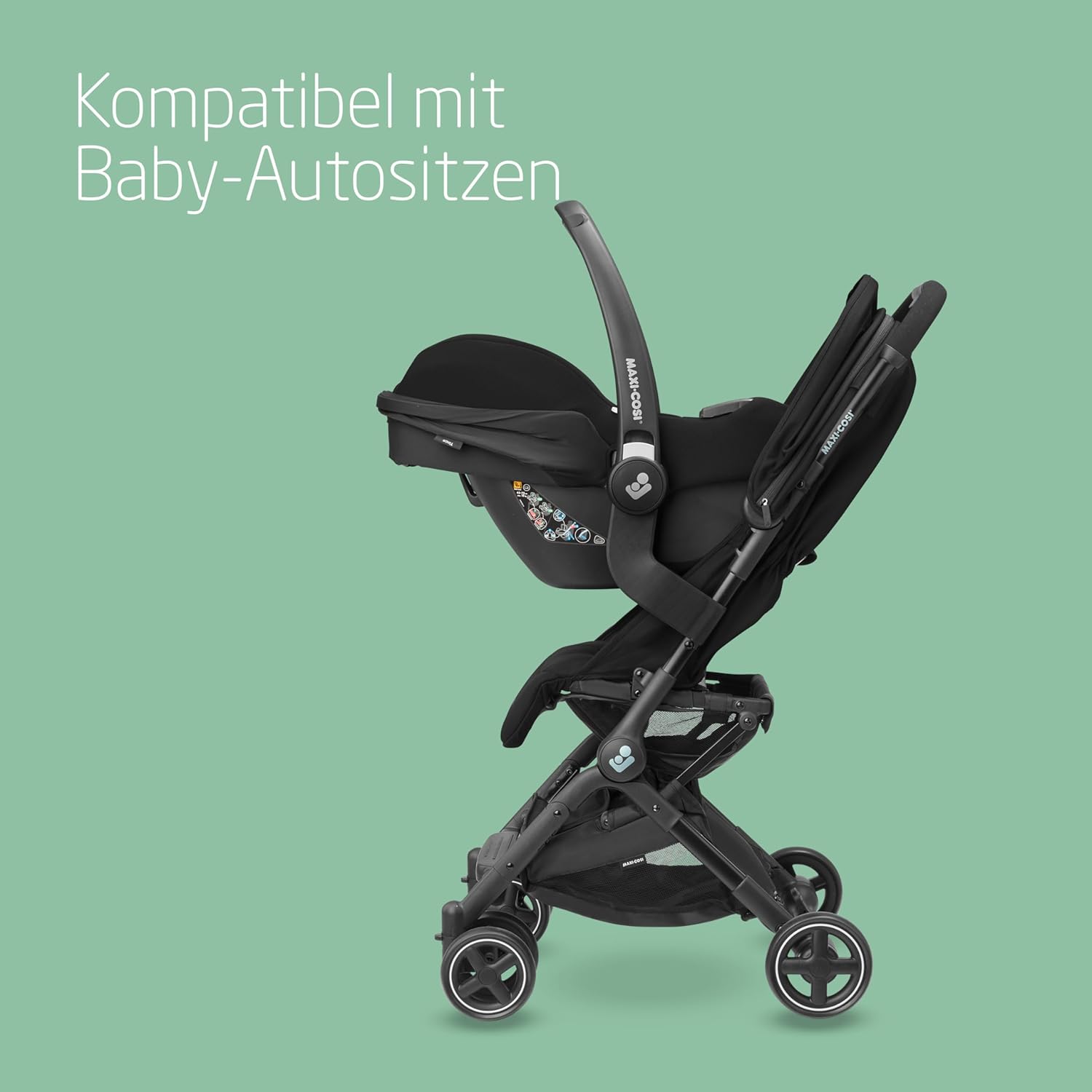 Maxi-Cosi Lara2 Baby Kinderwagen, 0–4 Jahre, 0–22 kg, federleichter, kompakter Buggy, 3 Liegepositionen, flache Liegeposition, klein zusammenklappbar, Schultergurt, Essential Graphite – Bild 48