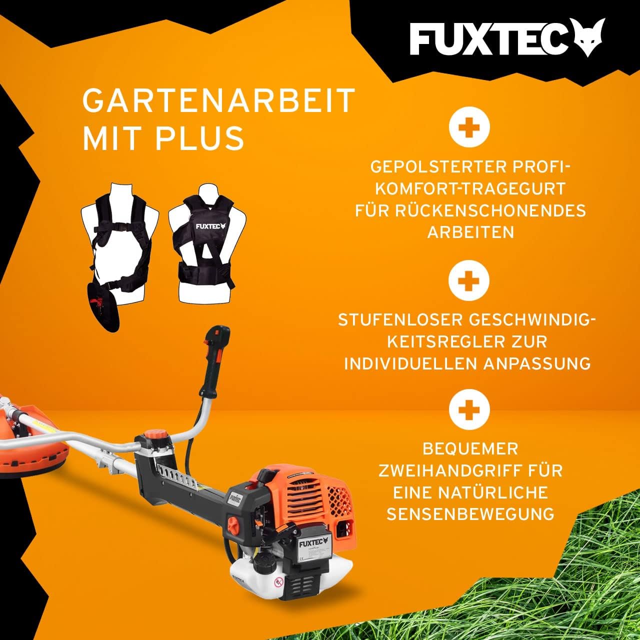 FUXTEC Profi Benzin Motorsense FX-PS162 – Profisense mit 62ccm, Faden und Komfort-Tragegurt – Rasentrimmer mit Antivibrationssystem – 2-Takt Freischneider Fadenspule – Bild 15