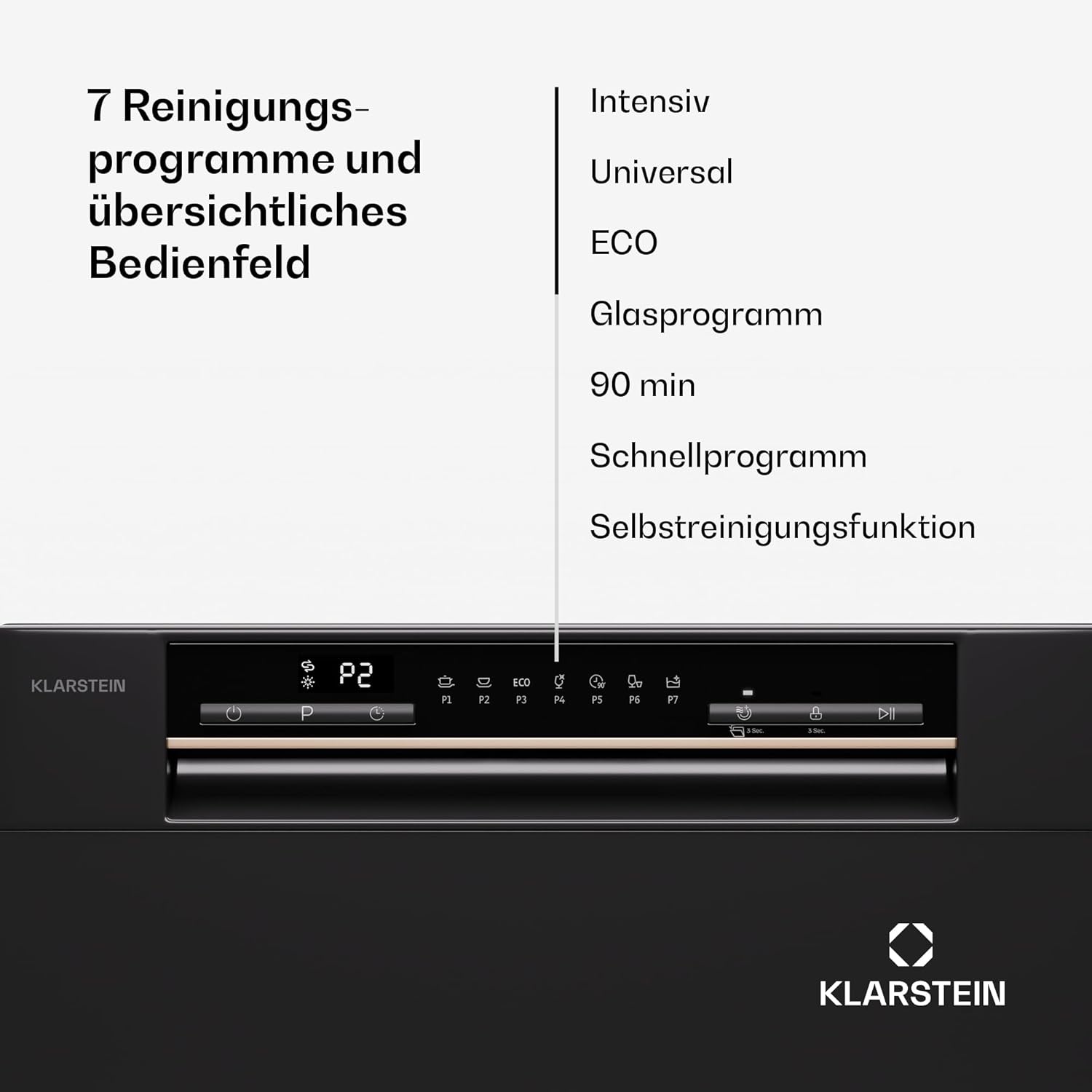 Klarstein ia 8 - Spülmaschine, Geschirrspüler, Freistehend, Teilintegriert, F, 55 cm breit, 8 Maßgedecke, 6 Programme, Aquastop, silber – Bild 29